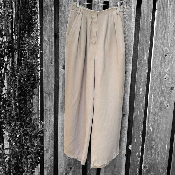 Tibi Wide Leg Beige Trousers Pants Size 2 - Picture 3 of 5